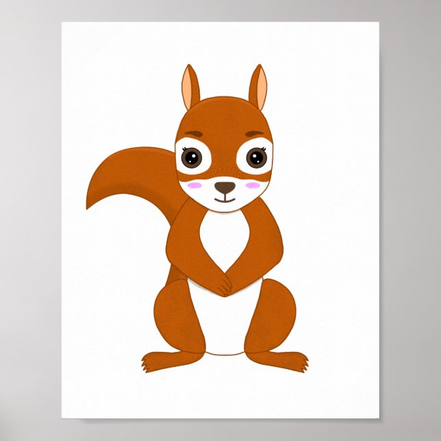 Póster Ardilla Linda Kawaii (Frente)