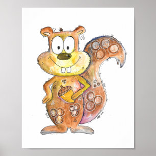 Póster Ardilla marrón chiflada
