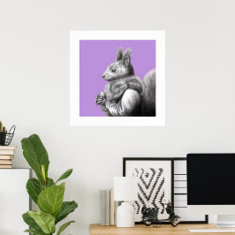 Póster Ardilla roja con escarfa de harina de ardilla gris