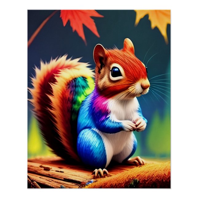 Póster Ardilla sentada colorida linda-75463 (Anverso)