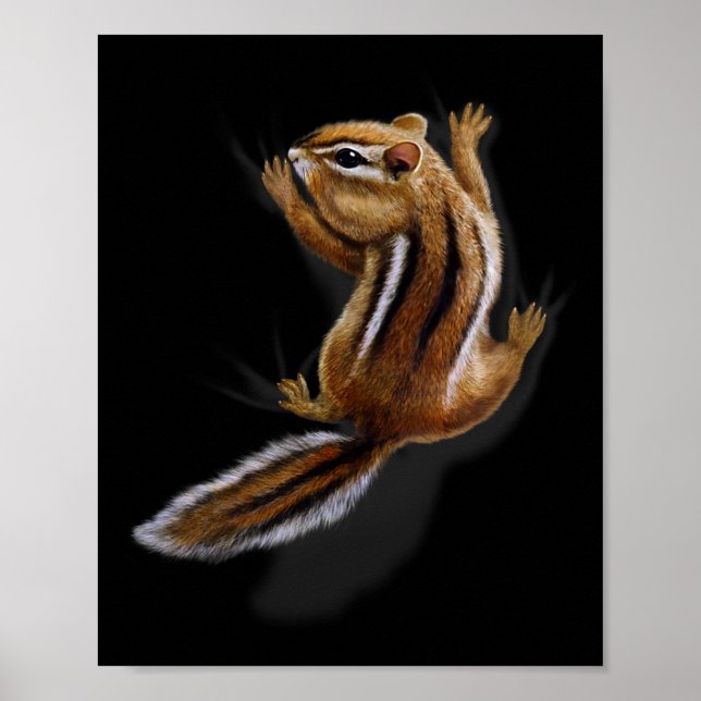 Póster Ardilla subiendo, chipmunk juguetón  (Frente)