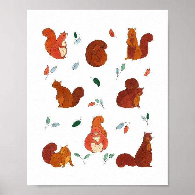 Póster Ardillas de Cute (Frente)