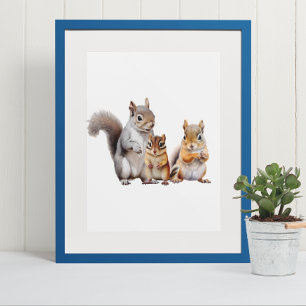 Póster ardillas para bebés y guardería de Chipmunk