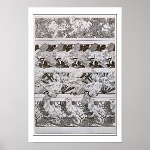 Póster Ardillas y pájaros de estilo Art Nouveau, Mucha