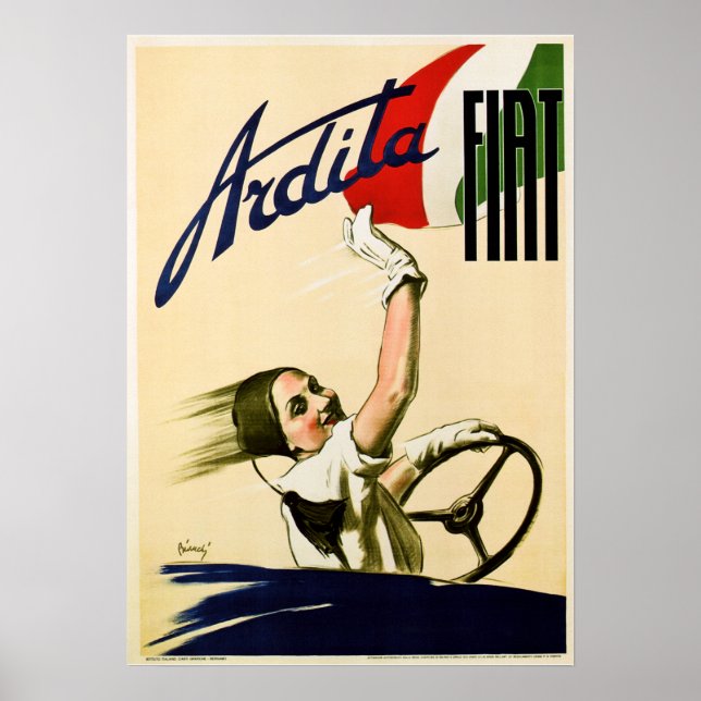 Póster ARDITA FIAT Publicidad Carreras de coches de época (Frente)