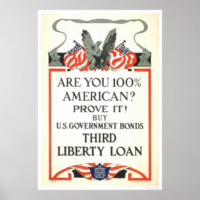 Póster Are you 100% American?  Third Liberty Loan (Frente)