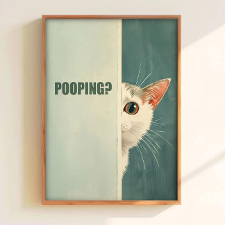 Póster Are You Pooping Poster Printable Cat Bathroom Art 
