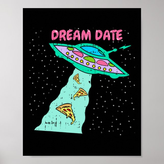 Póster Area-51 Alien Spaceship Pizza Dream Date Easy Hall (Frente)
