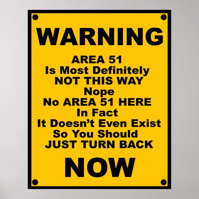 Póster Área 51 ~ Aviso de parodia (Frente)