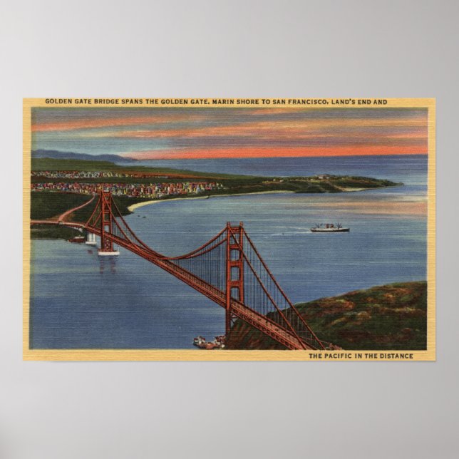 Póster Área aérea del puente Golden Gate (Frente)