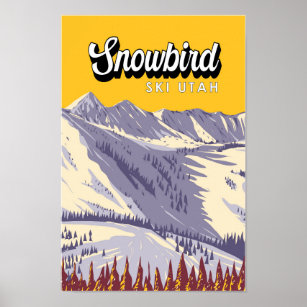 Póster Área De Esquí De Snowbird Winter Utah Vintage