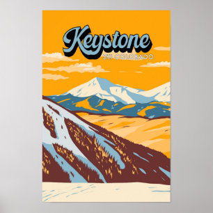 Póster Área de esquí invernal vintage Keystone Colorado