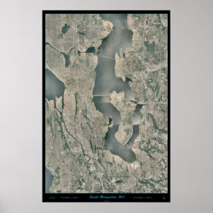 Póster Área del metro de Seattle, poster del satélite de