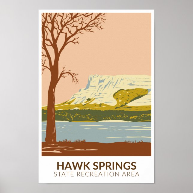 Póster Área Recreativa Estatal de Hawk Springs Wyoming Vi (Frente)