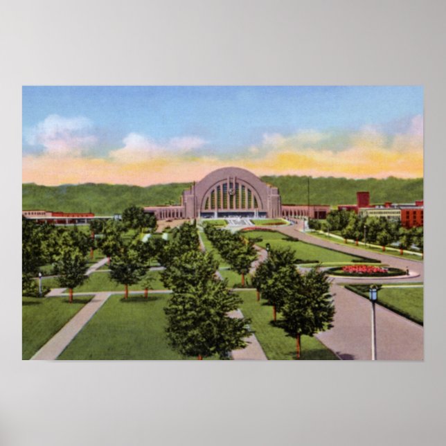 Póster Área terminal de la Unión Cincinnati Ohio (Frente)