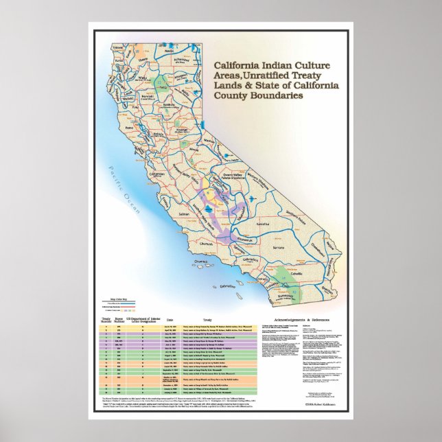 Póster Áreas de la cultura india de California - Mapa (Frente)