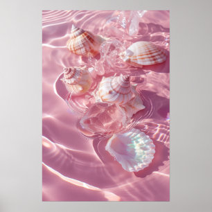 Póster Arena rosa y conchas marinas estéticas de Mermaidc
