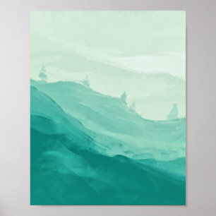 Póster Arena Verde azulada verde esmeralda Resumen de art