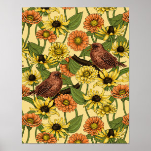 Póster Arenas y flores de amarillo pálido