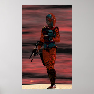 Póster ARES - CIBORG EN ciencia ficción DESERT SUNSET