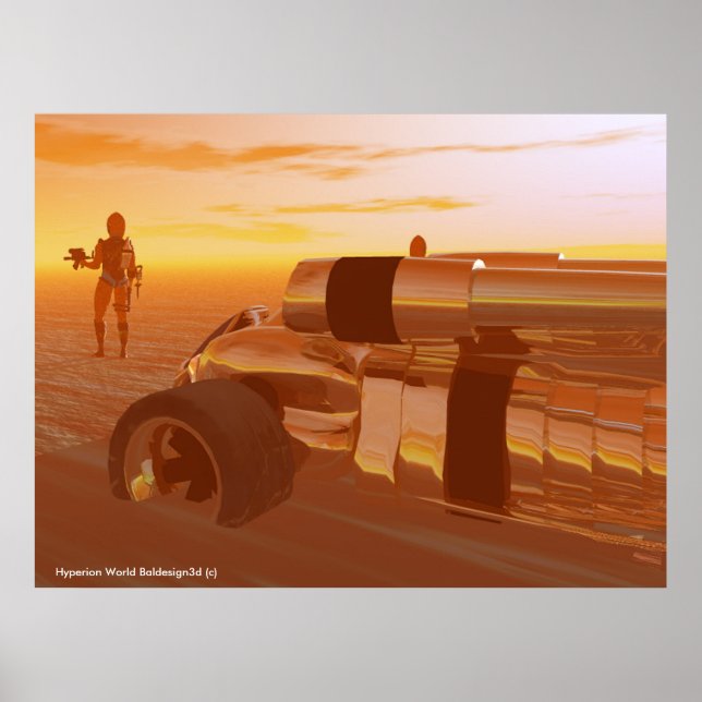 Póster ARES CYBORG, HIPERIA DESIERTA, CIENCIA FICHURA Sci (Frente)