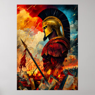 Póster Ares - Leyenda Cubista Minimalista - Dios de la Gu