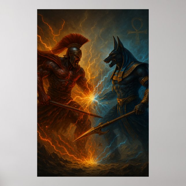 Póster Ares vs Anubis — Ancient Gods Duel (Frente)