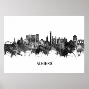 Póster Argelia Skyline BW