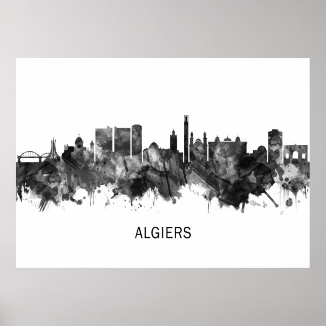 Póster Argelia Skyline BW (Frente)