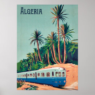 Póster Argelia, Tren pasando las palmeras