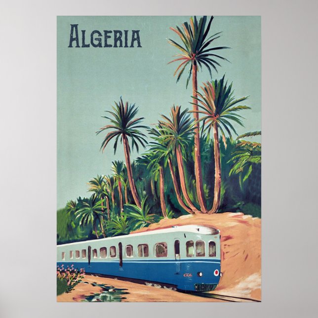Póster Argelia, Tren pasando las palmeras (Frente)