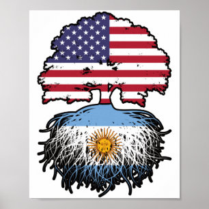 Póster Argentina: Bandera de raíces argentinas norteameri