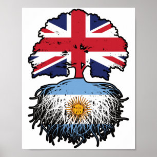 Póster Argentina: Bandera de raíces de árboles británicos
