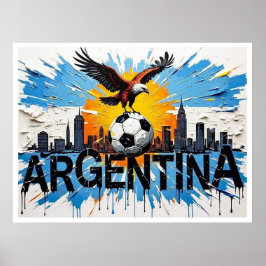 Póster Argentina Football Skyline Oil Painting Style Art