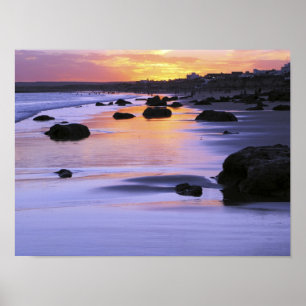 Póster Argentina, Las Grutas. La playa al atardecer.