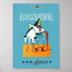 Póster Argentina Retro Vintage Travel Poster Print