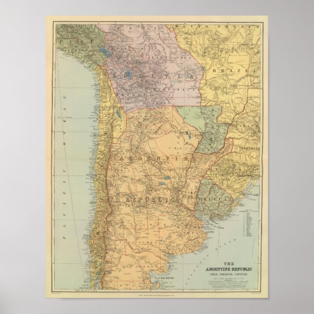 Póster Argentine Republic, Chile, Paraguay, Uruguay (Frente)