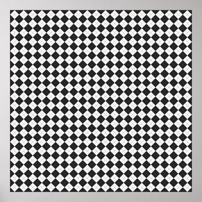 Póster Argyle plaid. Scottish pattern in white and black  (Frente)