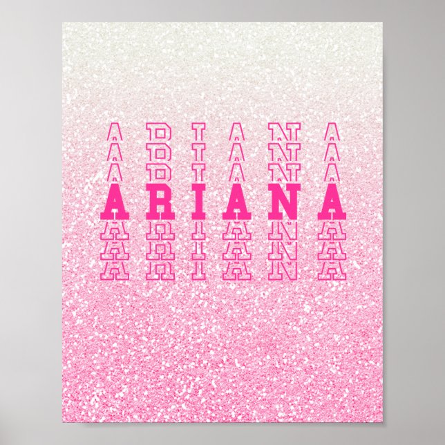 Póster Ariana Personalizado rosa Repetir nombre (Frente)