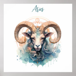 Póster Aries Astrología signo zodiaco de Aries en acuarel