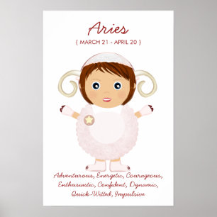 Póster Aries - Girl Horoscope Poster