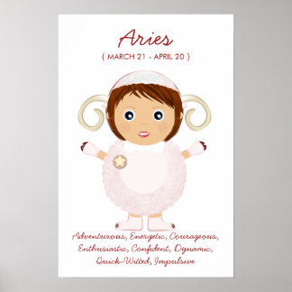 Póster Aries - Girl Horoscope Poster