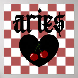 Póster Aries Gothic Aesthetic Checkered Cherry Art