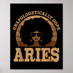 Póster Aries Queen Afro Hair Black Woman Zodiac Rótulo
