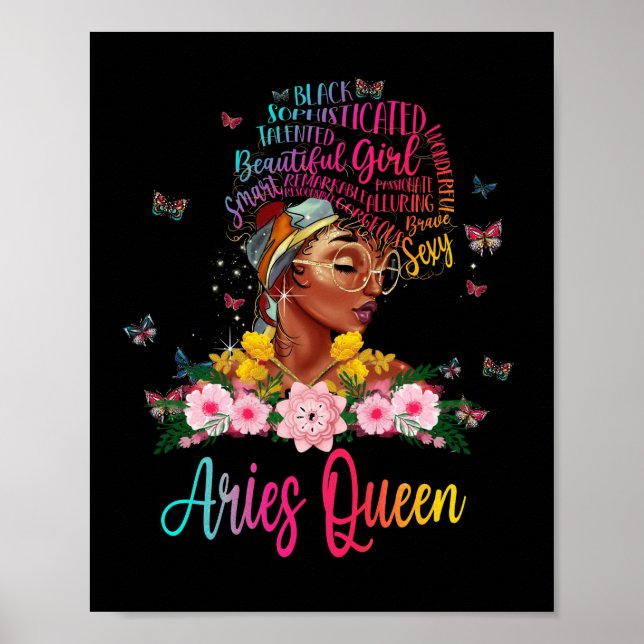 Póster Aries Queen Black Women Persistente Hermoso (Frente)