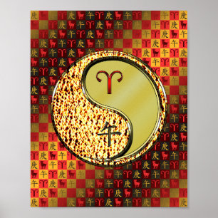 Póster Aries y caballos Metalizado