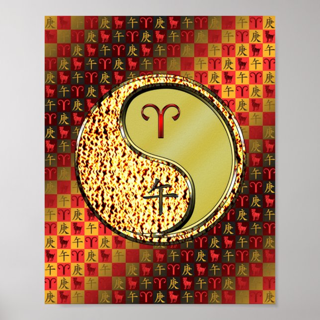 Póster Aries y caballos Metalizado (Frente)