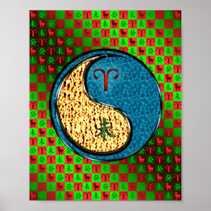 Póster Aries y Cabra de Agua