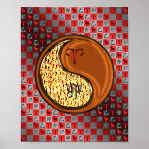 Póster Aries y Conejo de Madera
