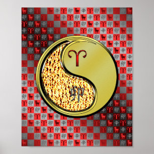 Póster Aries y Conejo Metalizado